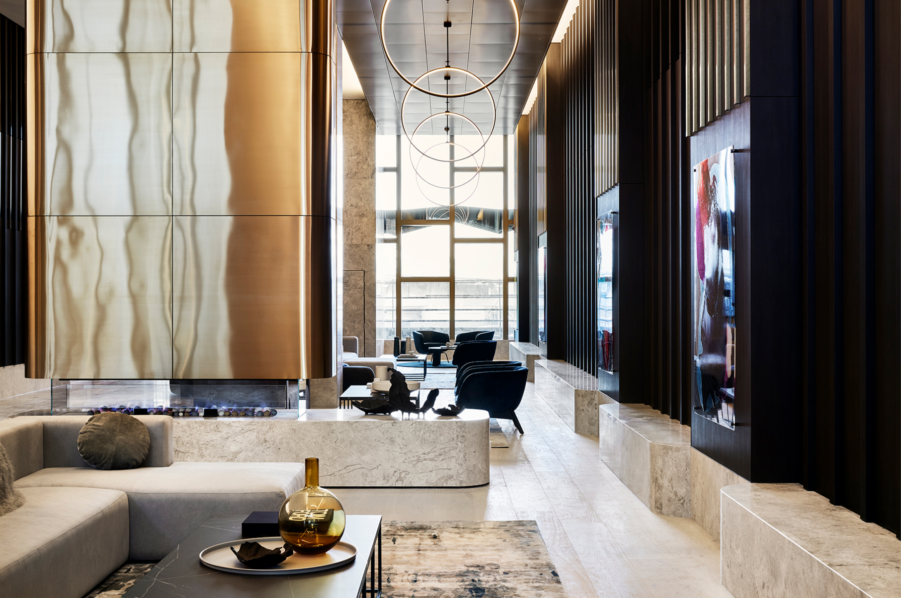 A spacious residential lounge with garden views